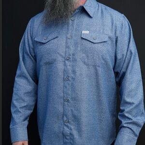 DIXXON Men's Casual Blue Button-Down Shirt